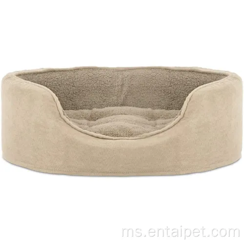 Pet Oval Terry Suede Fleece Bed dengan tilam